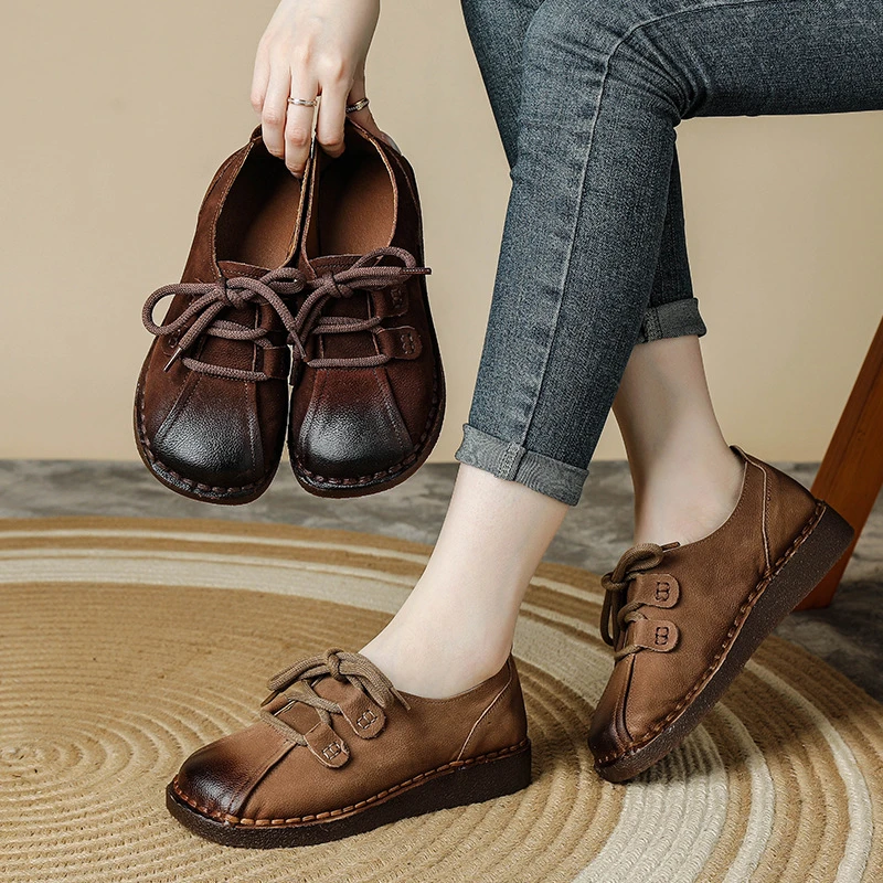 头层牛皮中老年软底妈妈鞋女士皮鞋春夏款松糕厚底时尚坡跟妈妈鞋