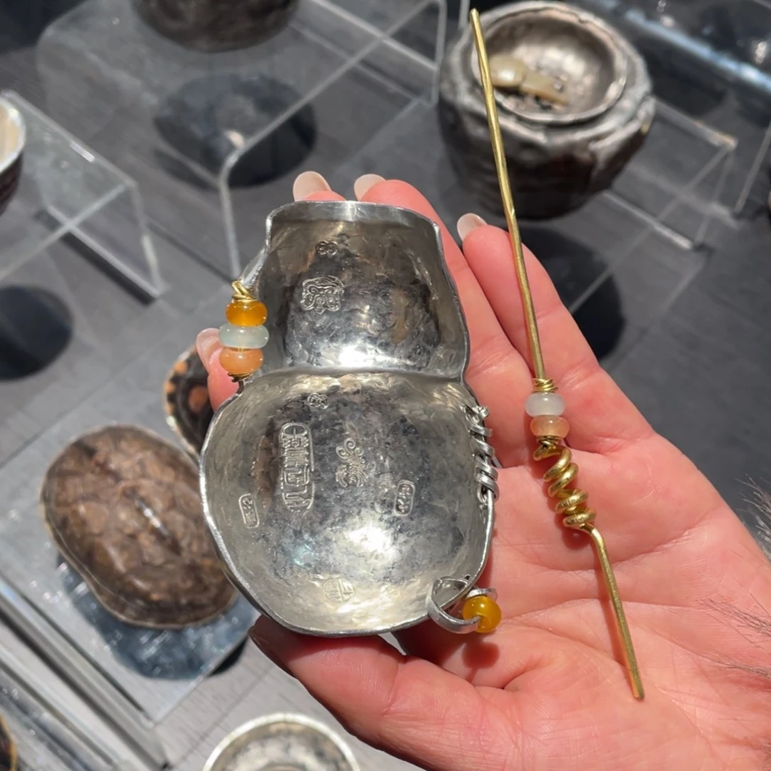 紫砂茶道锡茶则纯手工