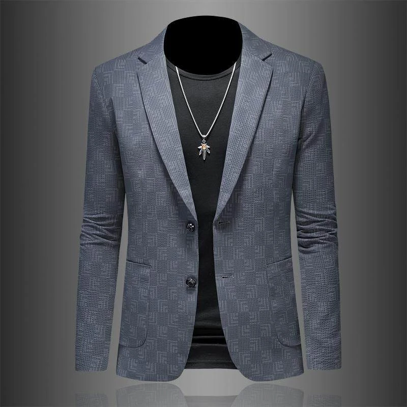 2025秋冬新款压花小西装男休闲便西服四季外套