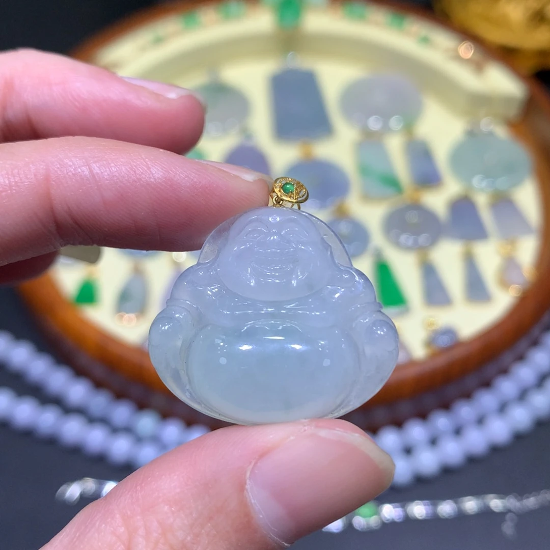 翡翠吊坠(不含链)18K金镶嵌