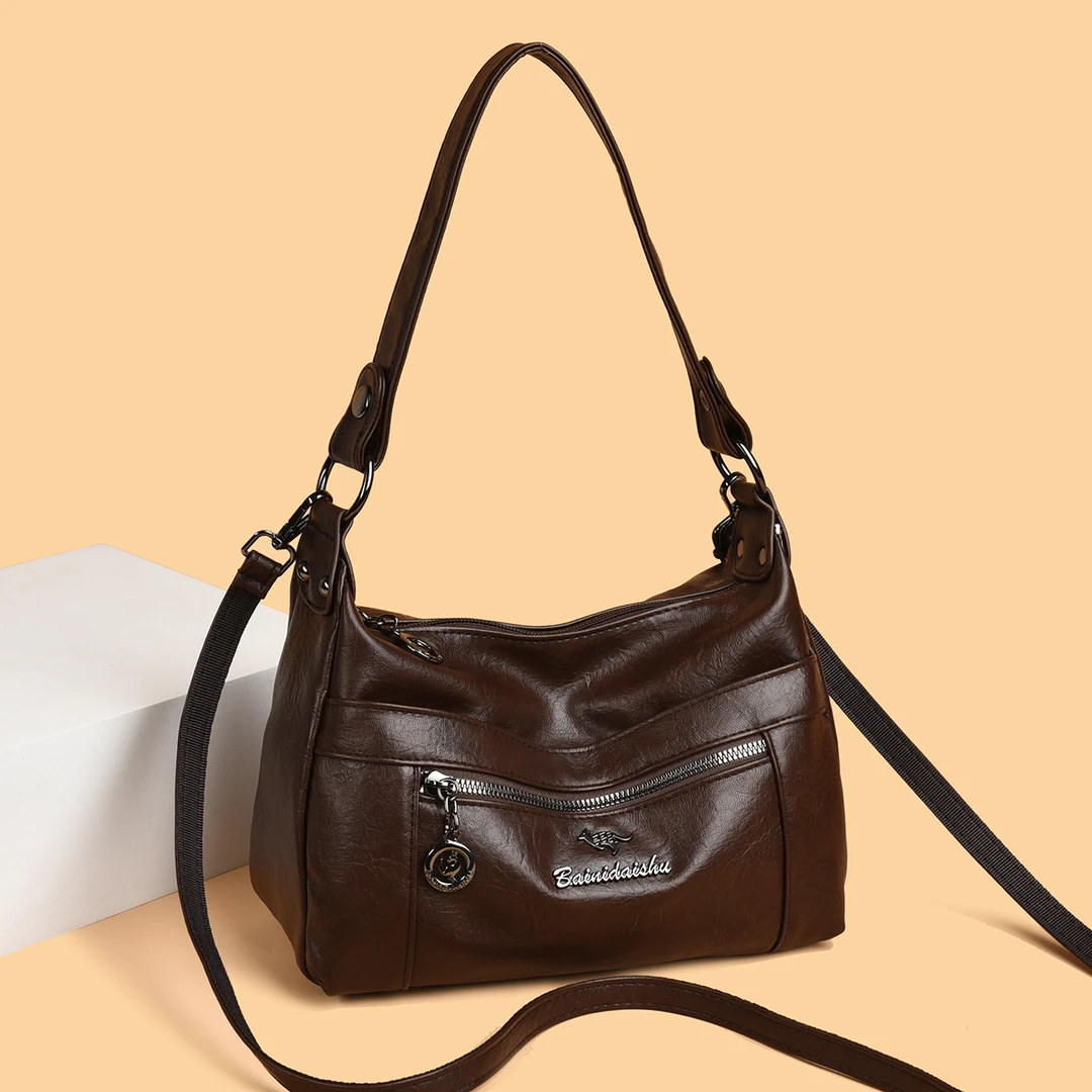 新款经典简约单肩斜挎包包9008棕色