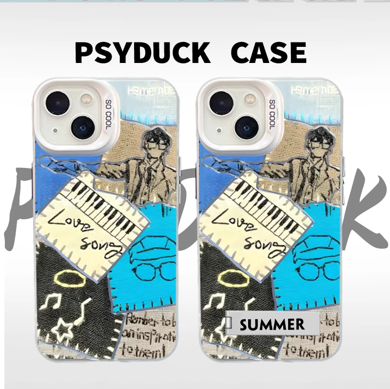 适用苹果华为一加小米方大同纪念版彩银白底卡通动漫防摔手机壳