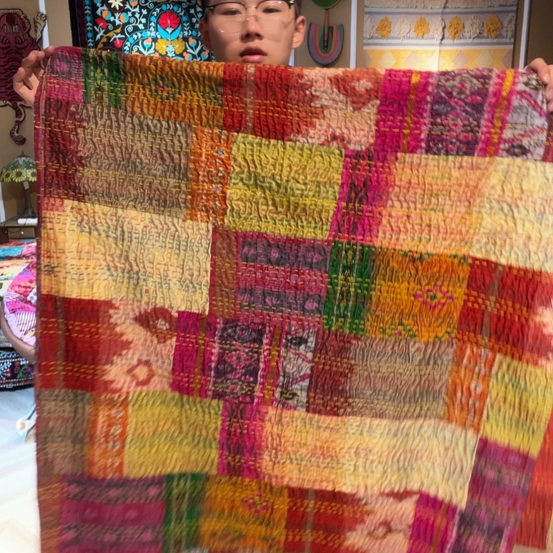 不***丹纯棉特色手工司平90 2.1米的沙发巾