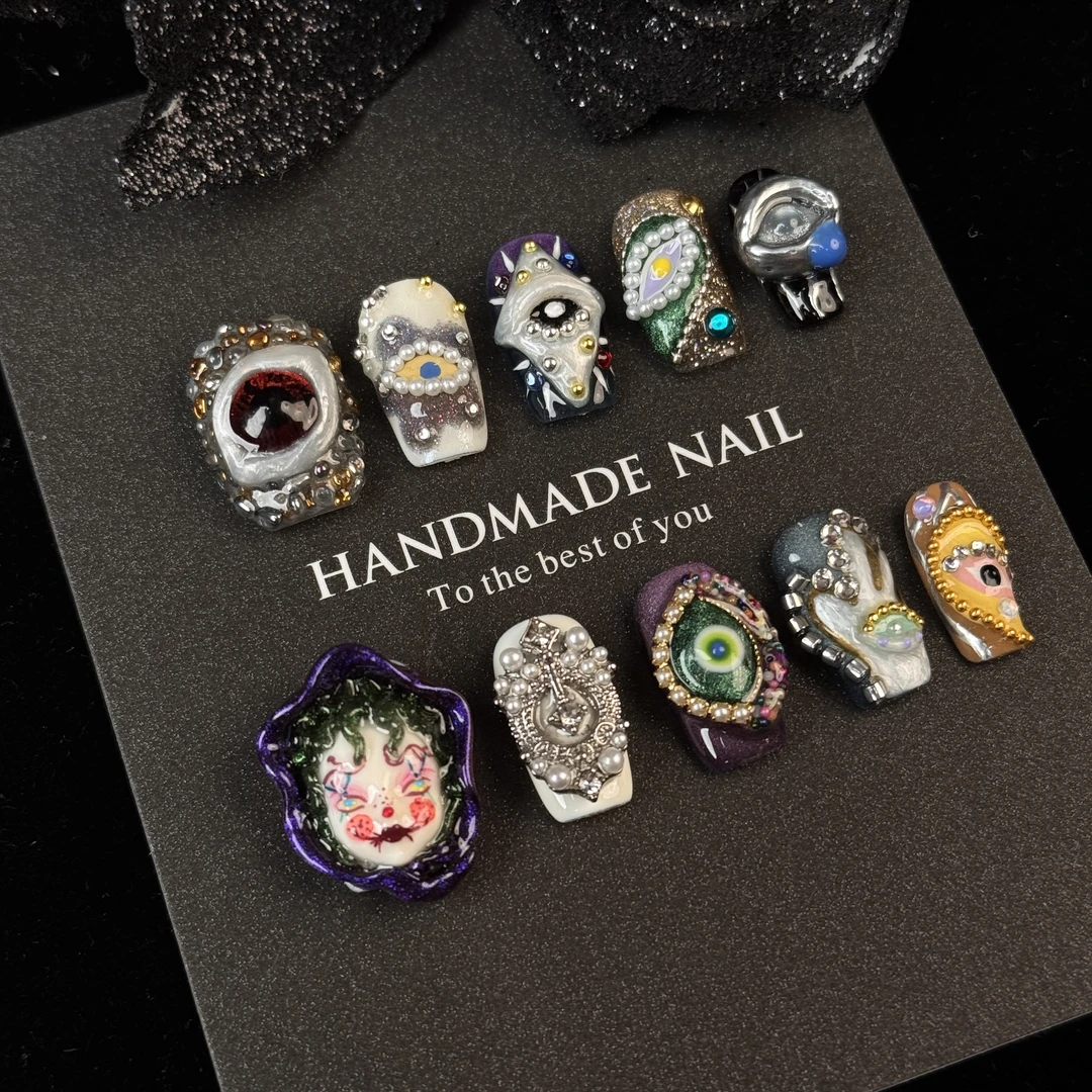 【希瞳】手绘卡通立体捏捏重工娃娃头高级感显白精致纯手工穿戴甲