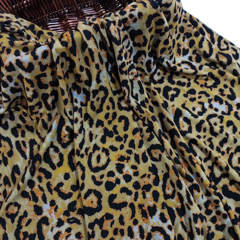 黄白斑纹 高档精梳舒养棉布料 春秋季弹力针织面料服装打底衫面料
