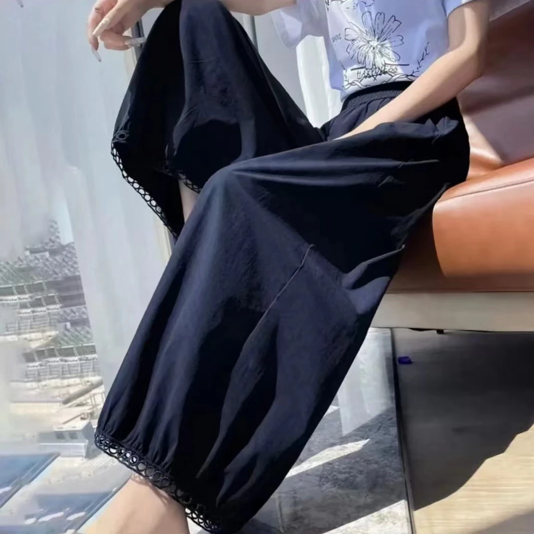 6613女士夏季新品时尚百搭款潮流纯色九分裙裤休闲显瘦洋气花苞裤