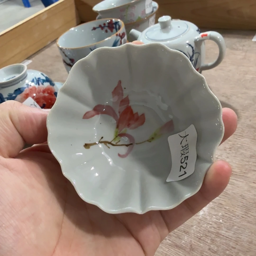 釉下手绘茶具微瑕