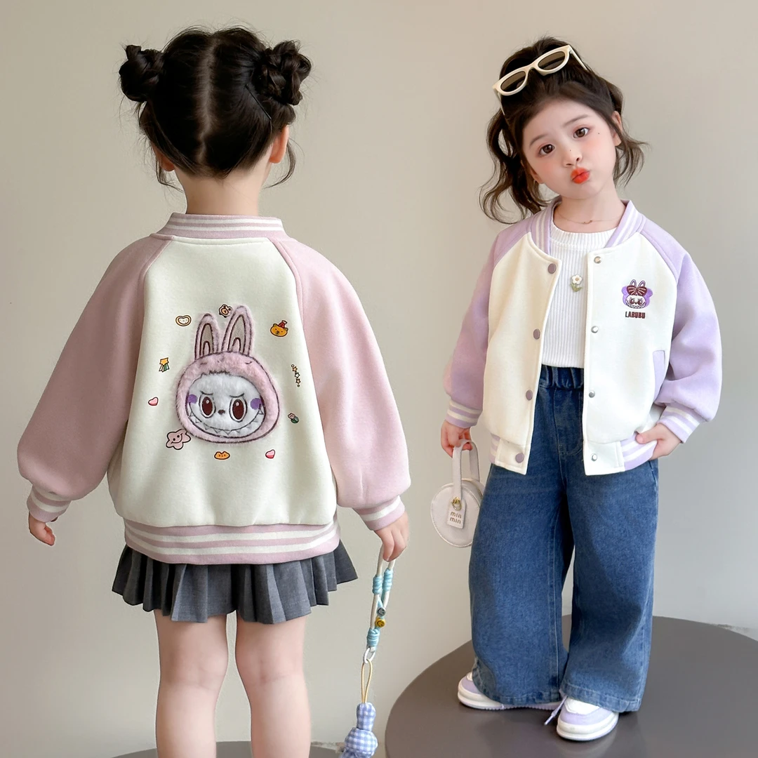 2025年款衣服儿童拼色可爱超萌时尚春秋款外套女小童韩范炸街潮服