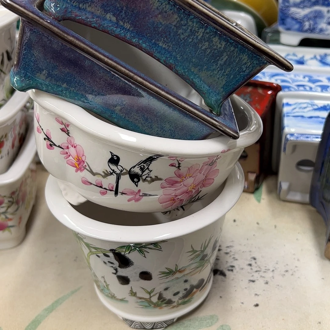 紫砂花盆299号瑕疵4个磕脚流釉处理介意勿拍