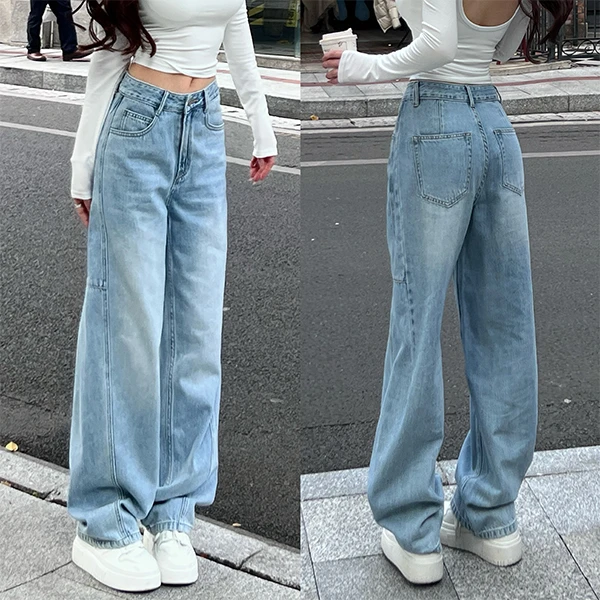 《慵懒清晨》显瘦 显高 显腿直 立体剪裁水洗弯刀牛仔裤