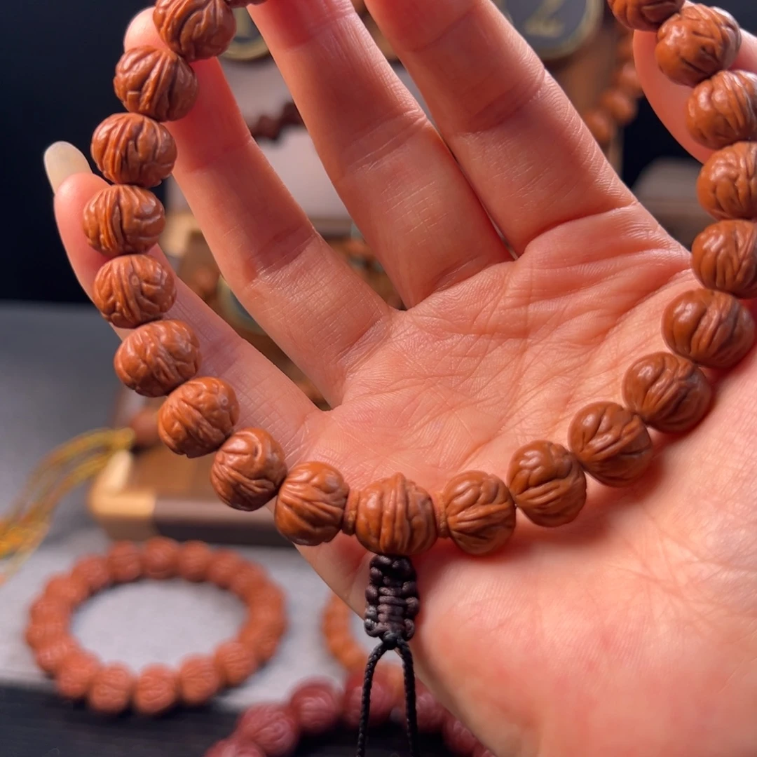 手串桃核12野生玉麒麟