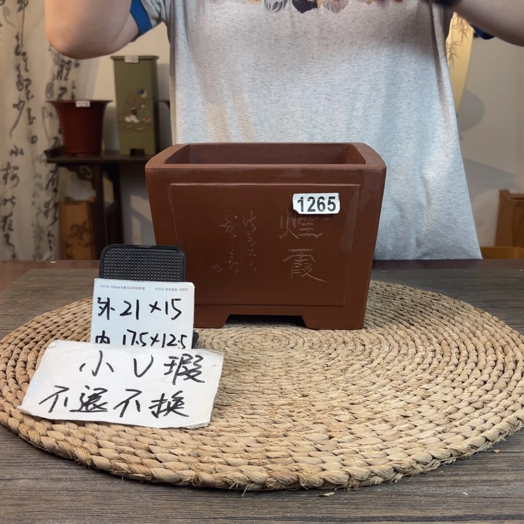 花盆紫砂  微微瑕紫泥刻绘一颗印1265
