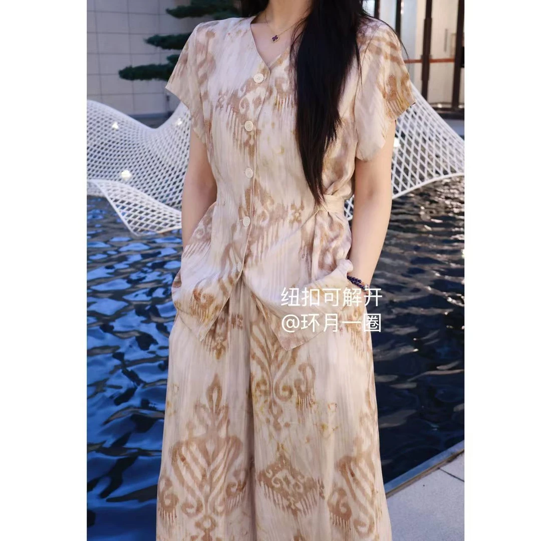 棉绸套装-自制超级好穿又实用的上衣+带口袋超大裙裤套装女