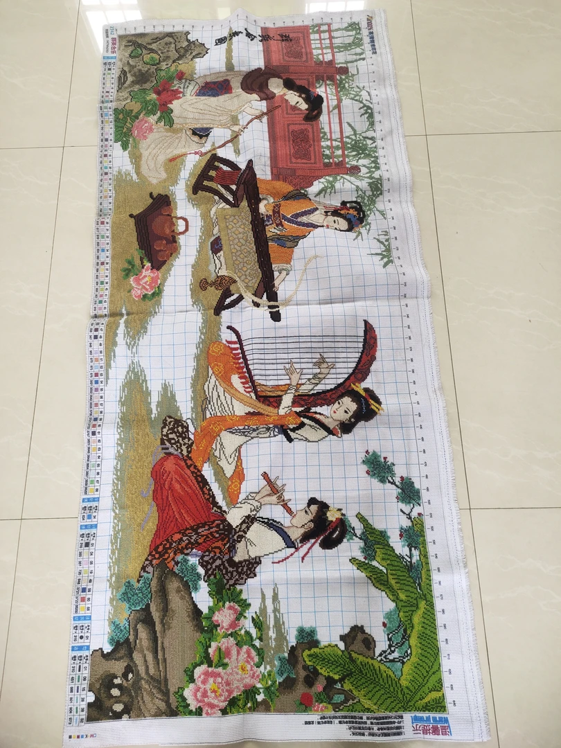 纯手工十字绣成品四大美女群英合乐图150✘70公分