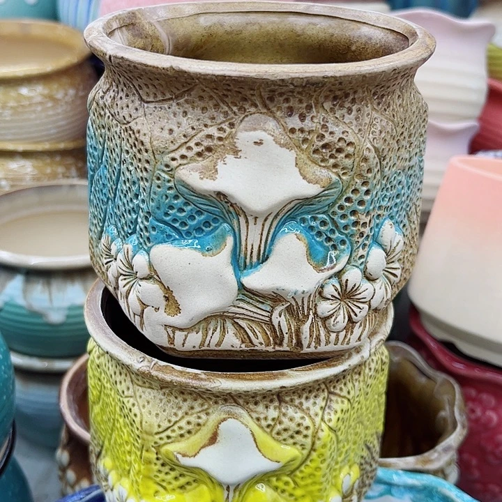 多肉绿植陶瓷花盆9.9包邮，有孔