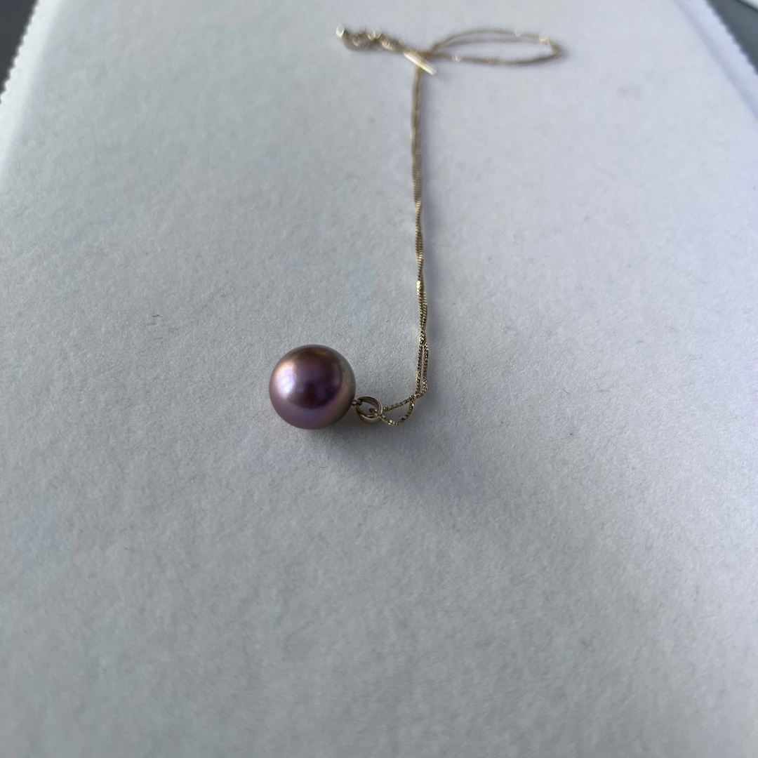 【时宜推荐】紫色珍珠吊坠 S925银链 12-13mm