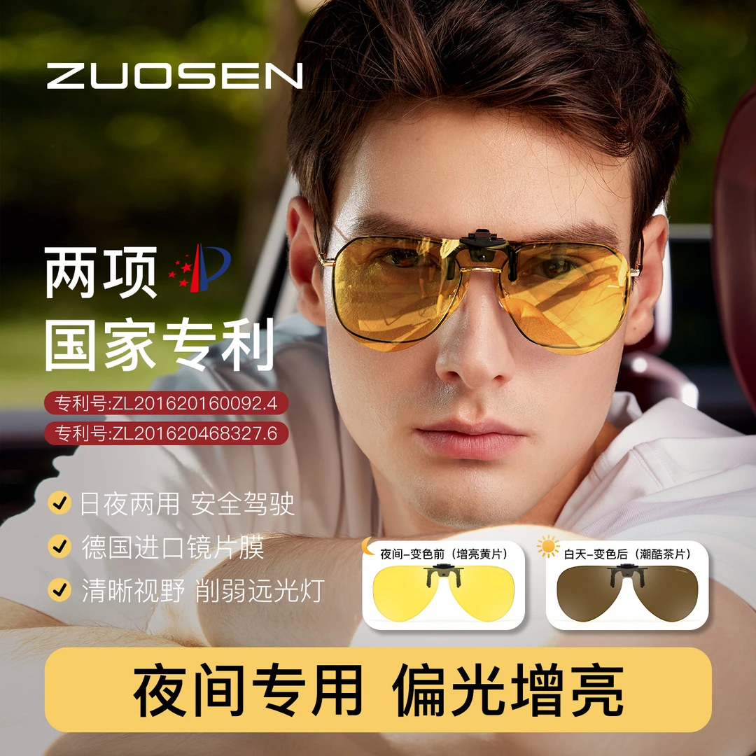 夜视眼镜近视夹片开车专用高清偏光防眩光远光日夜两用变色太阳镜