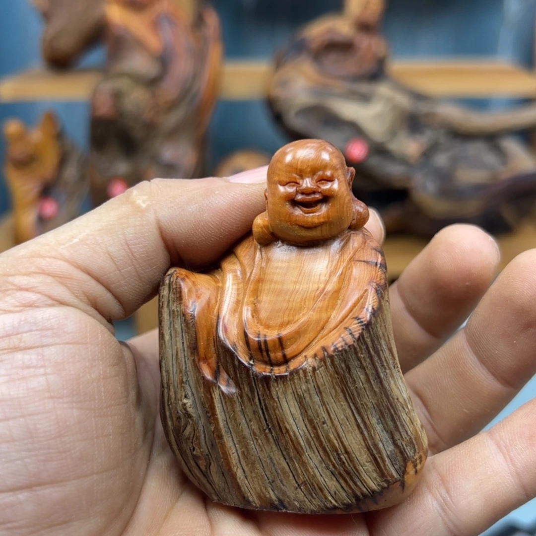 隔***酒木崖柏木摆件手把件
