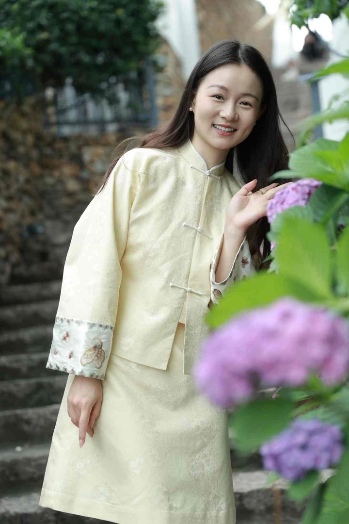 色织花罗马甲裙套装 手工精工