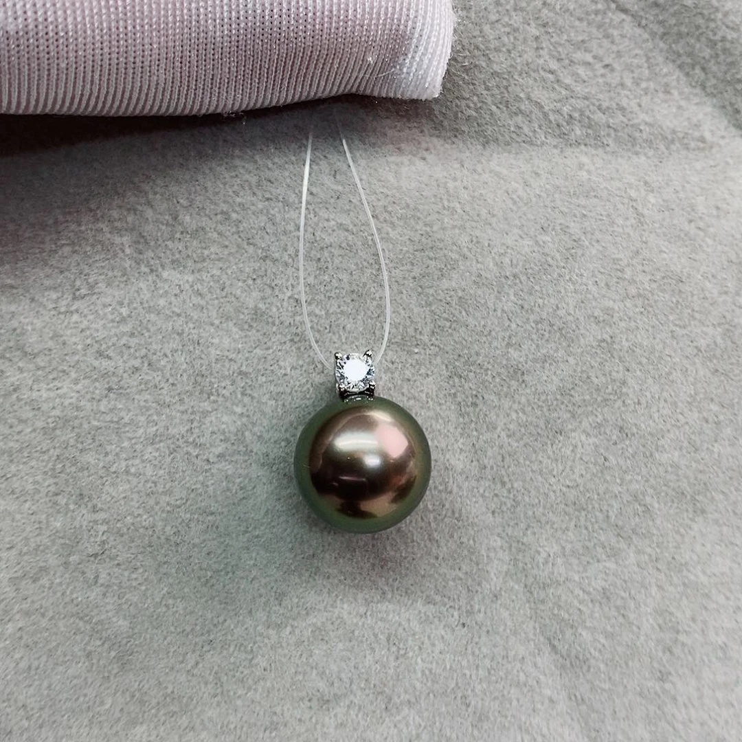 吊坠(不含链)银S925镶嵌海水珍珠10-11