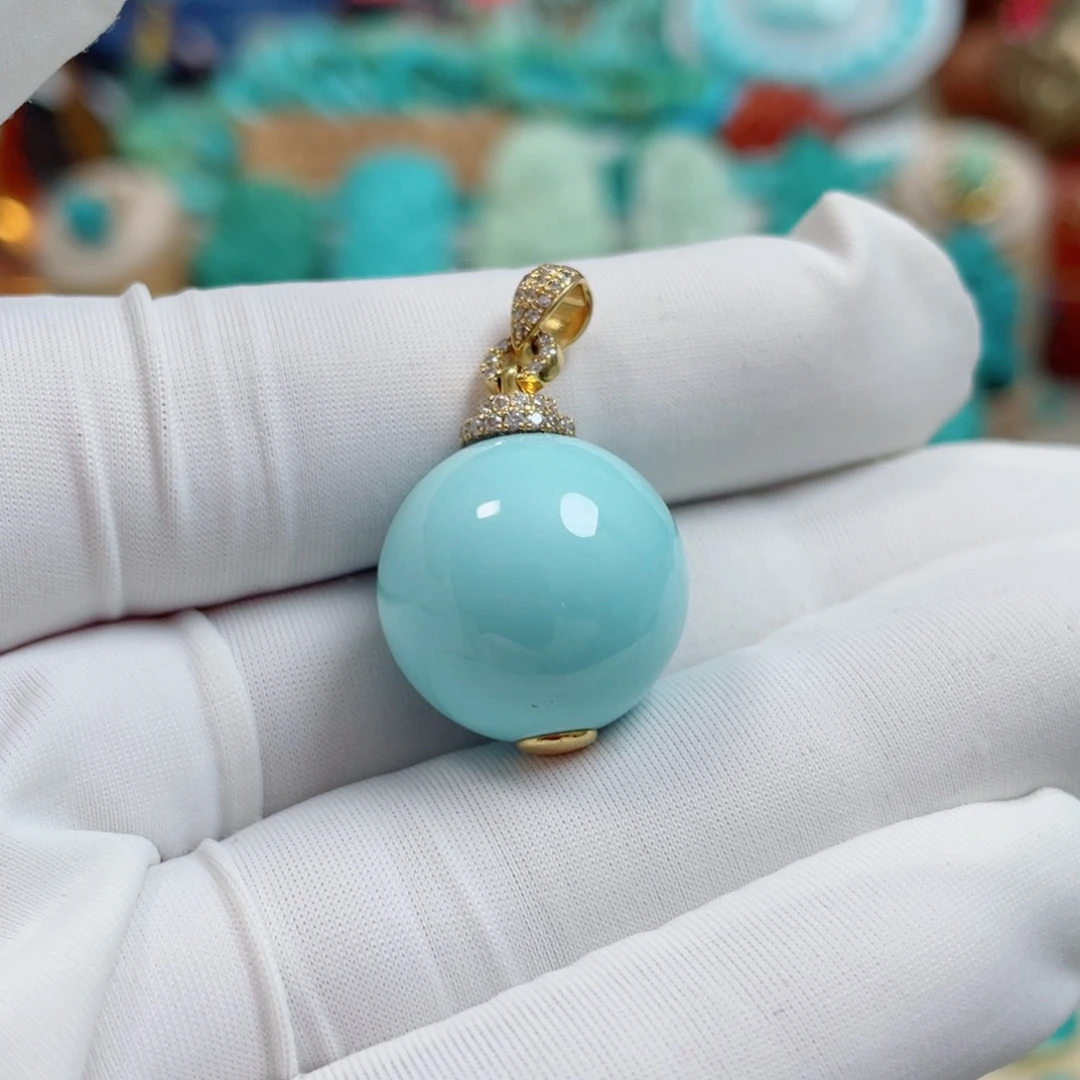 绿松石18K金镶嵌珠宝奇石