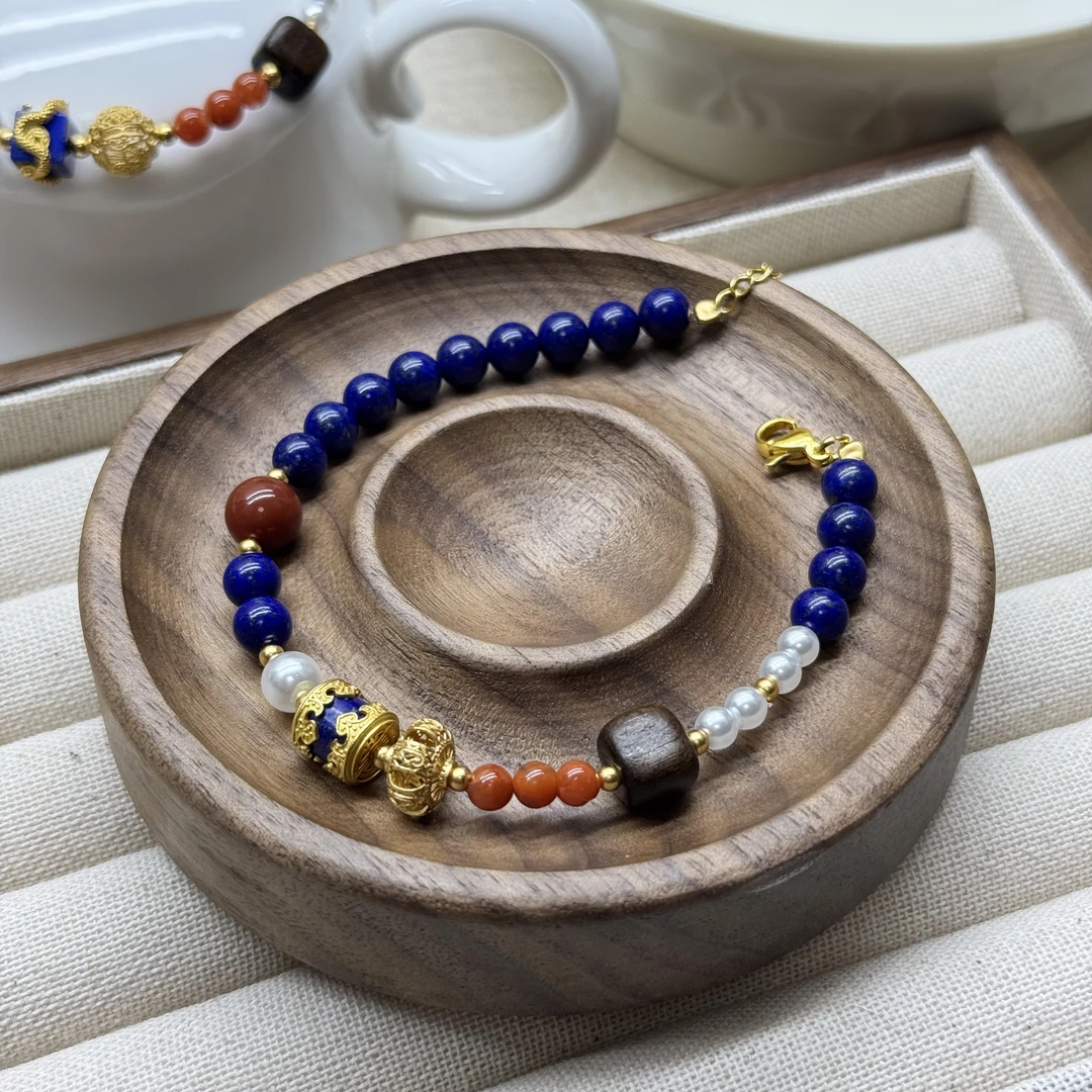 阿富汗青金石原创小众国风手串文玩珠宝手链