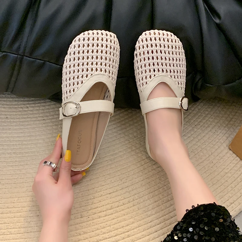 镂空平底百搭软底拖鞋女2025新款春夏外穿软底拖鞋包头拖鞋半拖