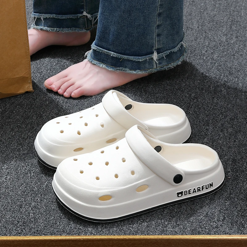 厚底透气舒适洞洞鞋女士夏季2025新款踩屎感防臭防滑EVA凉拖