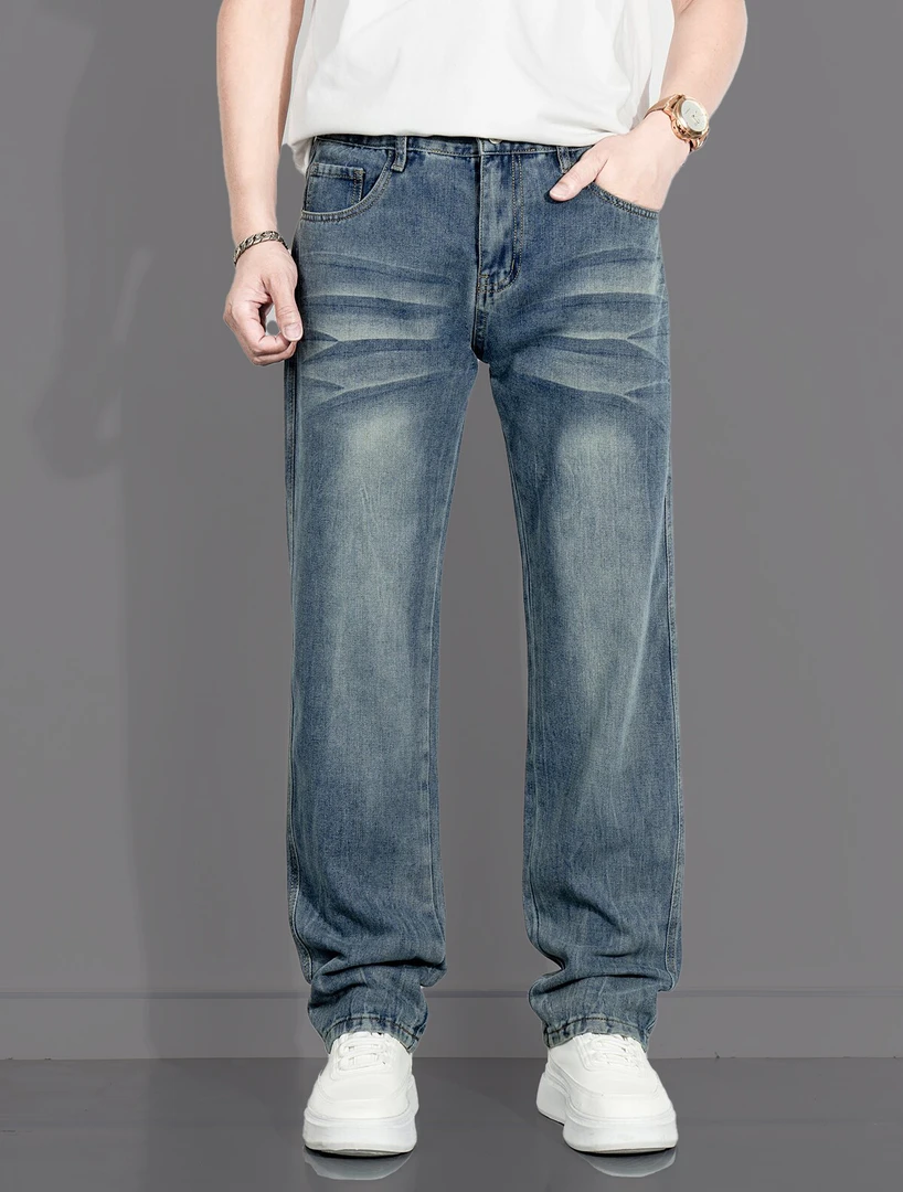 复古潮流Goods直筒新款四季宽松免烫牛仔裤百搭男士夏季裤子薄款