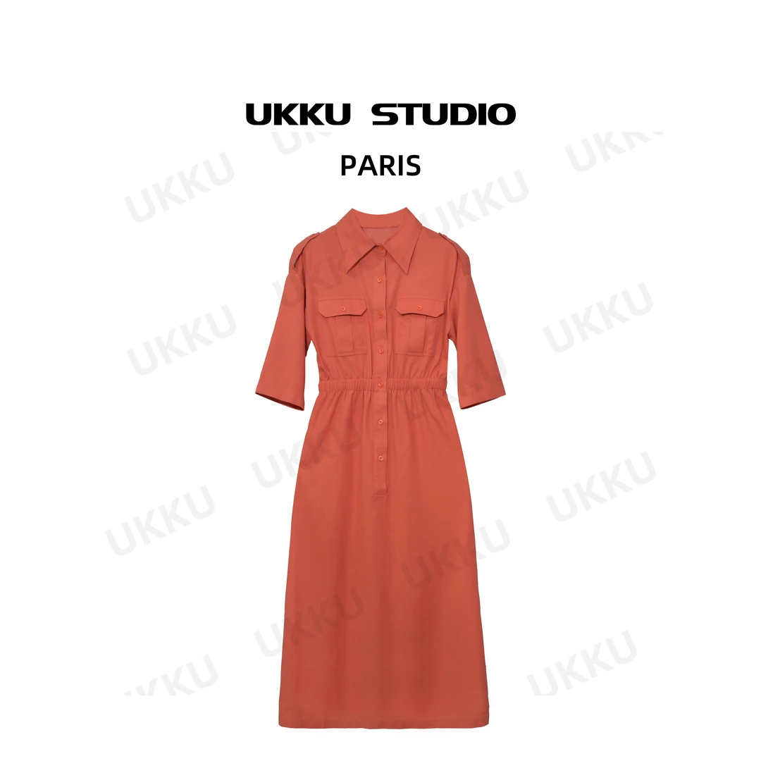 康妮【UKKUSTUDIO】爱玛橙显瘦气质女士时尚修身收腰连衣裙812407