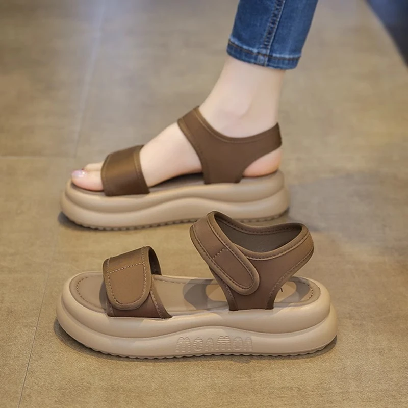 大东霞厚底罗马凉鞋女2025新款夏季运动软底不累脚防滑沙滩鞋