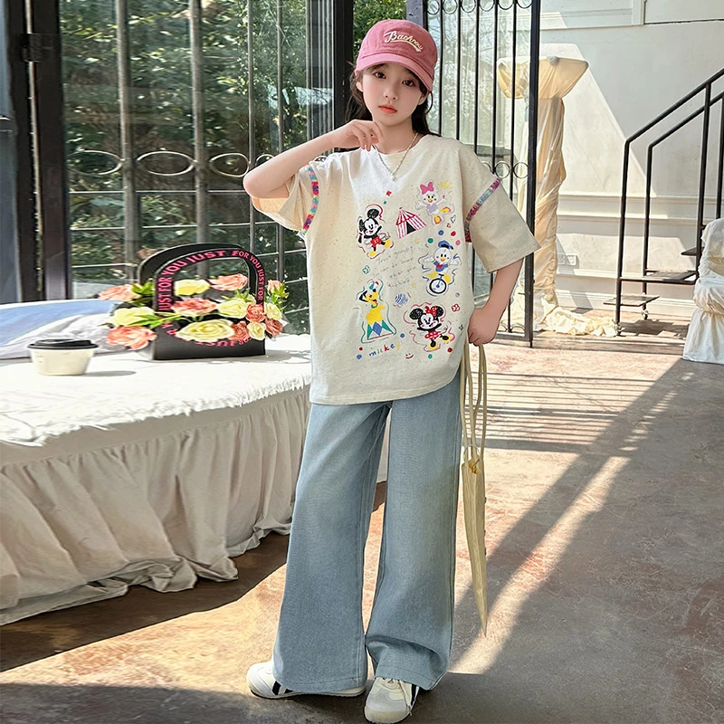 女童夏季短袖T恤儿童洋气韩版宽松休闲百搭上衣中大童时髦百搭潮