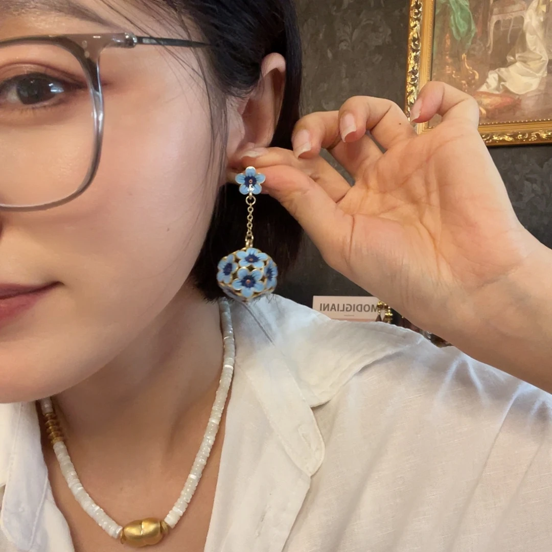 琉璃黄铜925银耳钉
