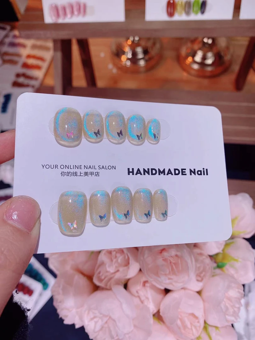 【蓝眼泪】高级显白，纯手工穿戴甲