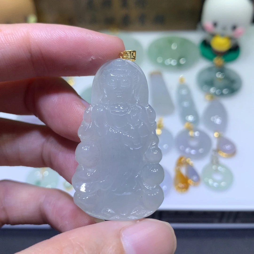 翡翠18K金镶嵌吊坠(不含链)