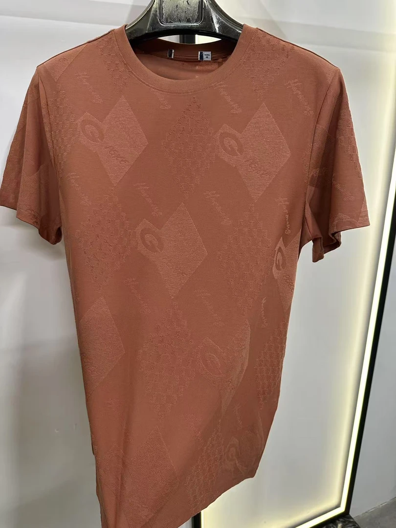 062高定提花短袖圆领男士T恤简约百搭潮流情侣男士多色运动