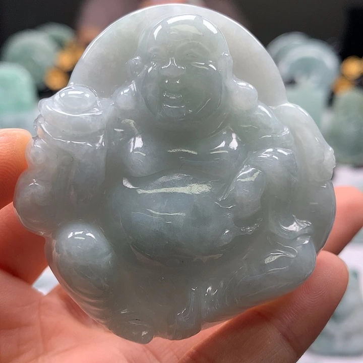 翡翠未镶嵌颈饰逍遥佛福利卡厚12+