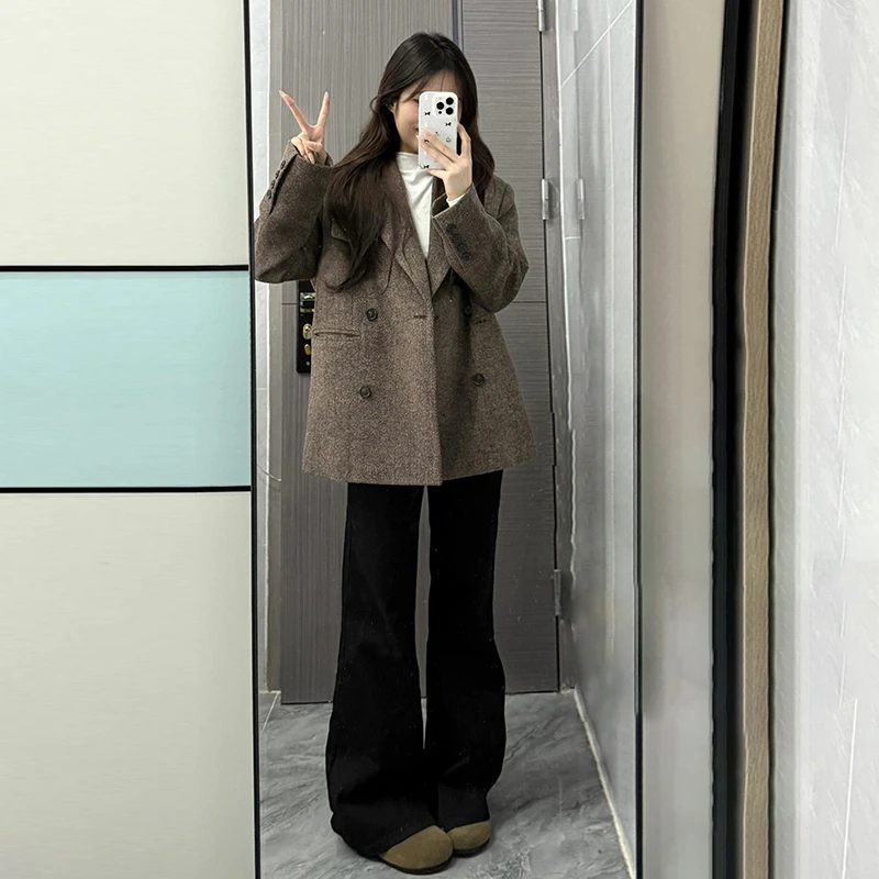 西装毛呢子大衣女高级感短款外套小个子独特超好看