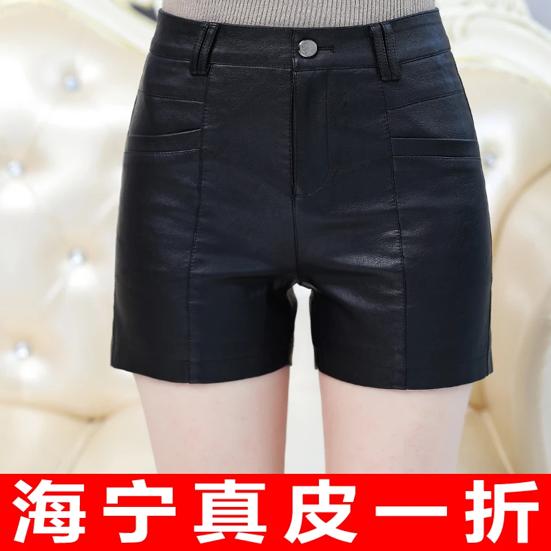 海宁新款短款女士秋冬大码短裤显瘦时尚休闲百搭黑色韩版外穿春秋