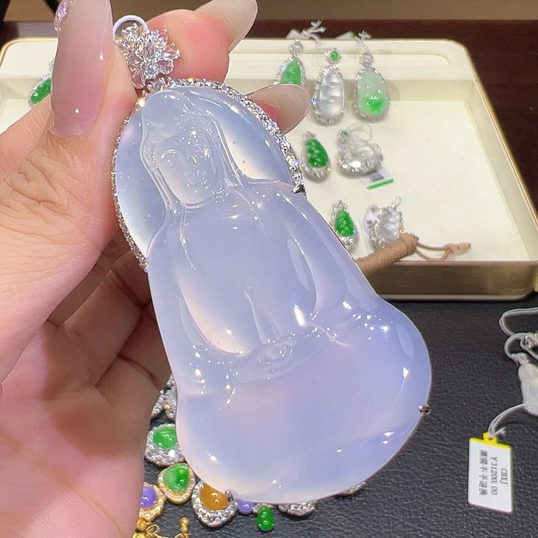 翡翠18K金镶嵌吊坠(不含链)翡翠