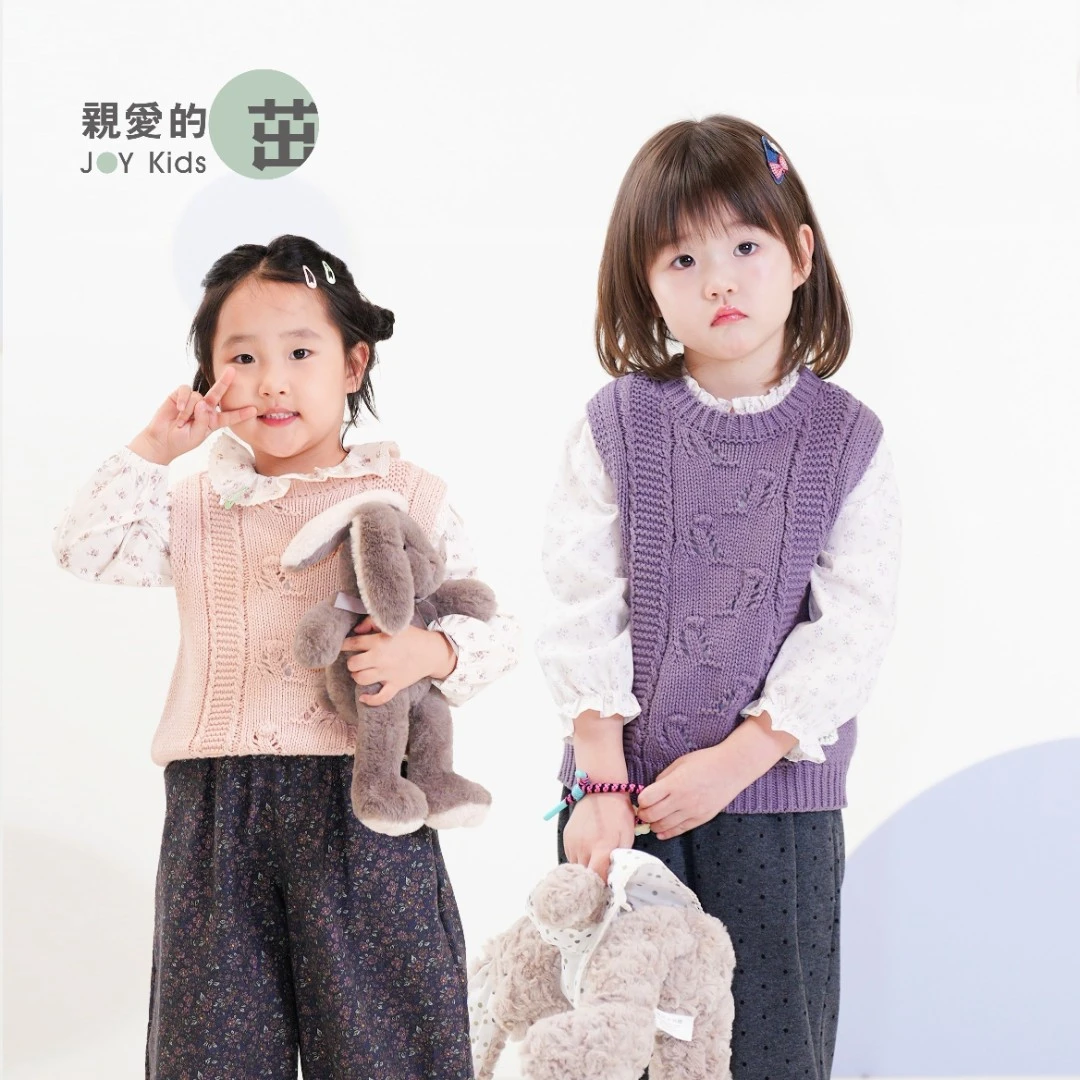 【云朵小葵】女童秋季新款镂空贴布休闲洋气针织圆领背心马甲614