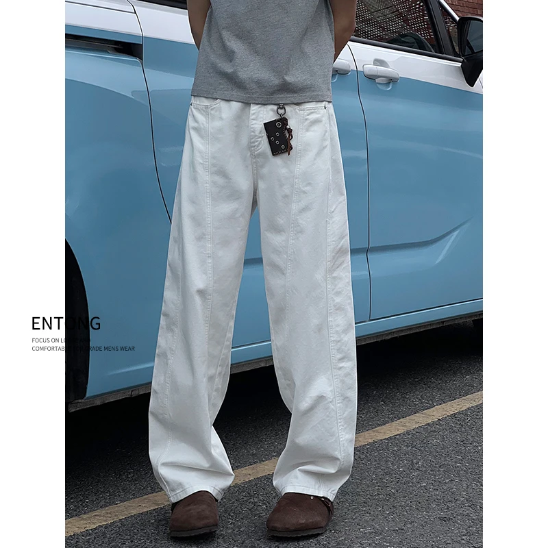 Entong高街美式复古解构潮牌宽松阔腿休闲裤男生做旧直筒vibe裤子