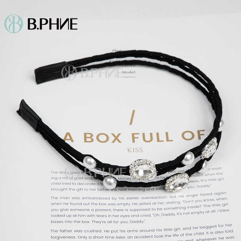 B.【贝菲】手工编织气质黑色三层重工发箍