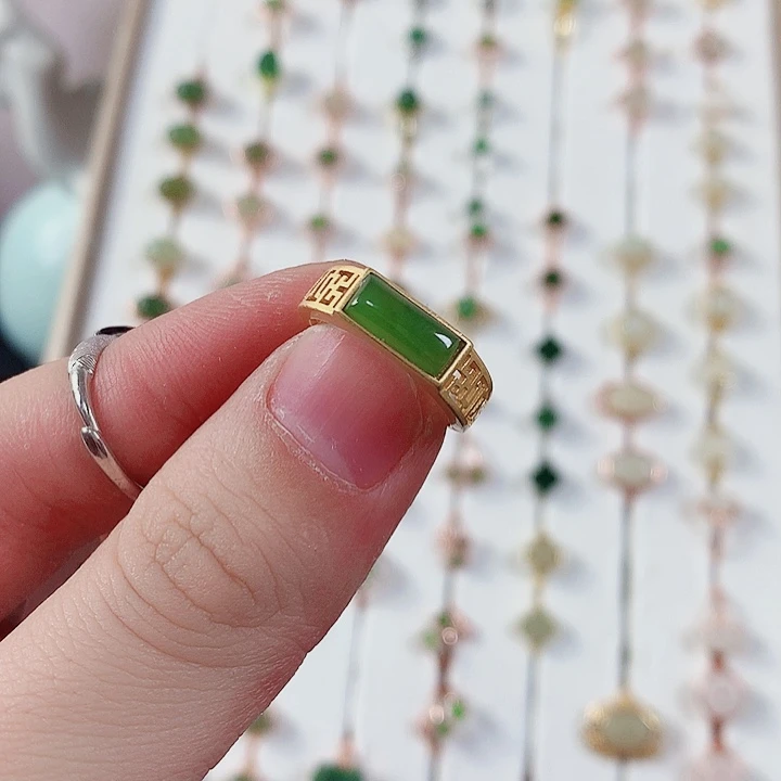 和田玉（碧玉）戒指未镶嵌蛋****.