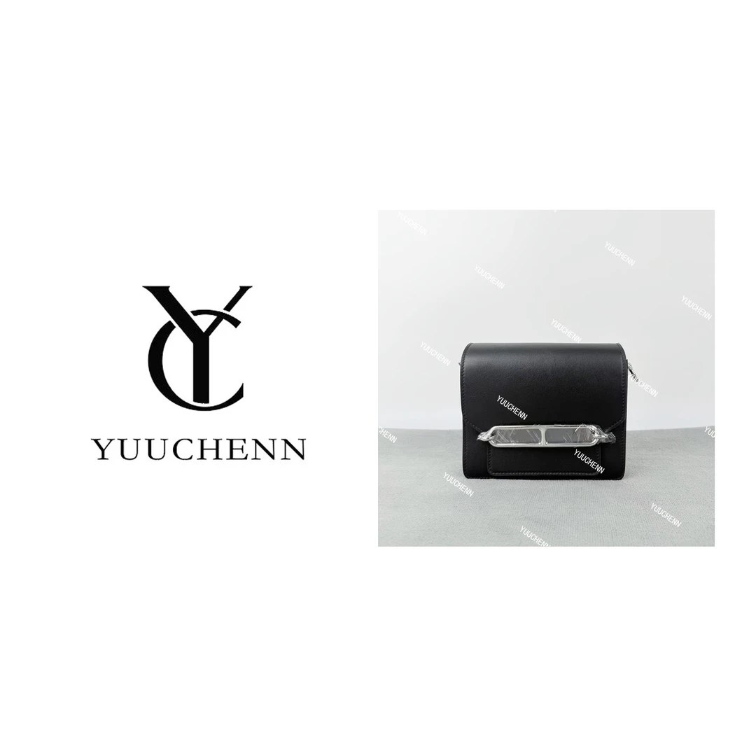 YUUCHENN/【猪鼻子】进口牛皮19cm黑色拼法国蓝 HH6304