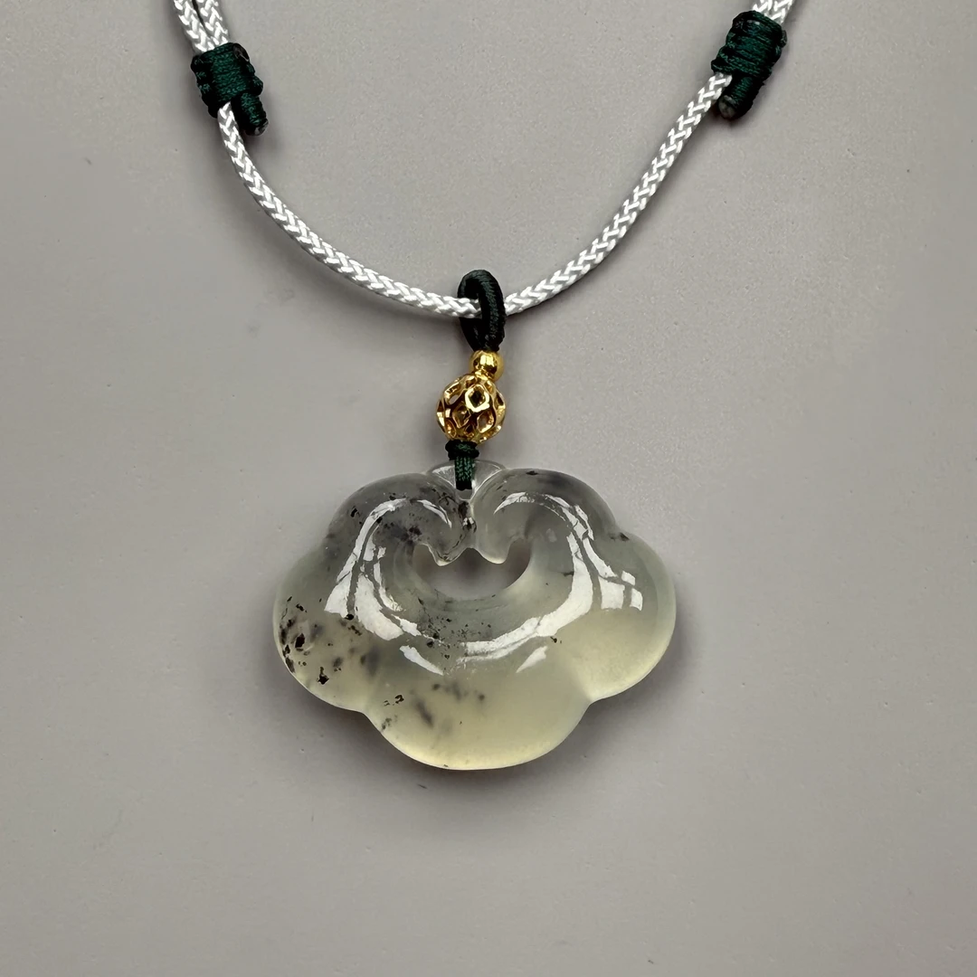 祥云如意锁中式锁骨链玉石礼物25x32x10
