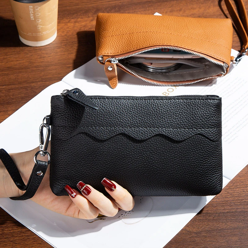 买菜真皮小手包手拎手机包纯牛皮手拿包钥匙零钱包女简约轻便散步