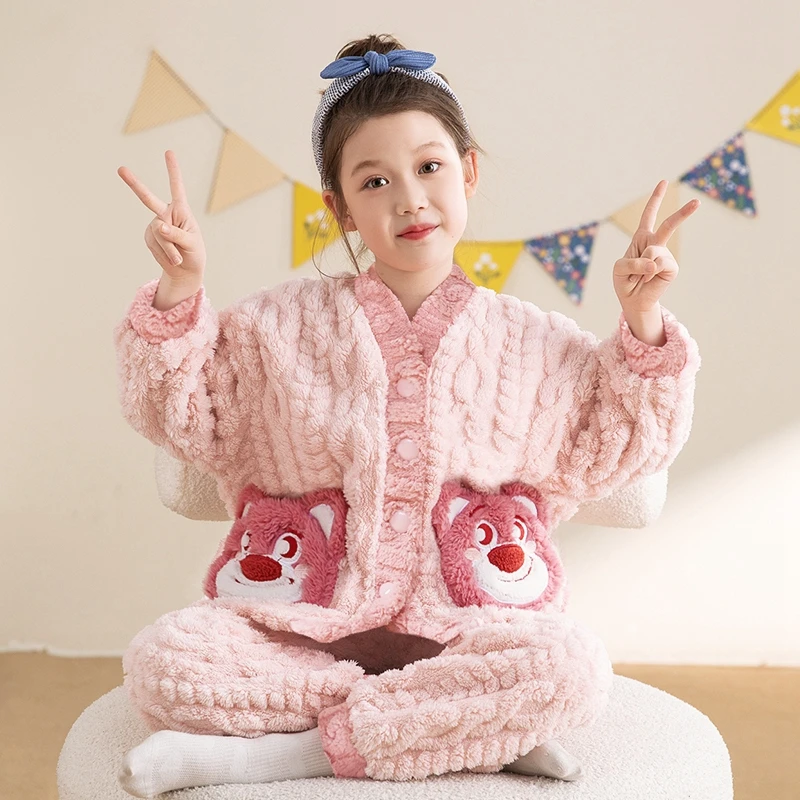 儿童睡衣2025新款秋冬款珊瑚绒加厚冬季女童法兰绒大童女孩家居服