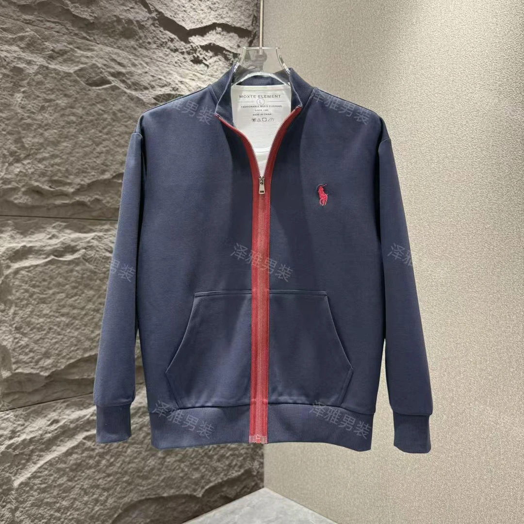 男士秋季新款拼色时尚潮流简约拉链百搭卫衣式外套52336