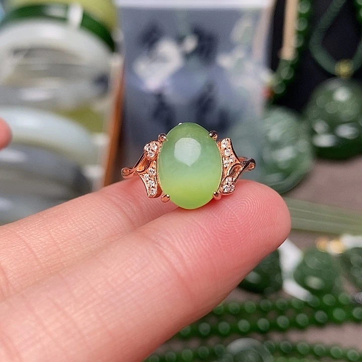 和田玉银S925镶嵌戒指